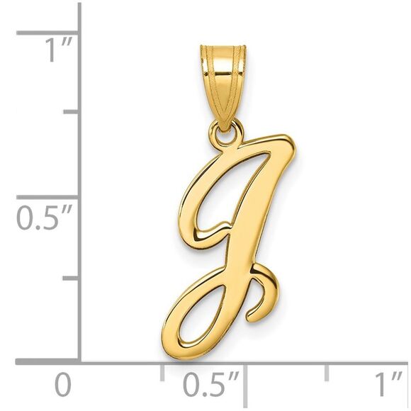 Kazi Luxury 14k Yellow Gold Script Letter J Initial Pendant - Picture 4 of 4